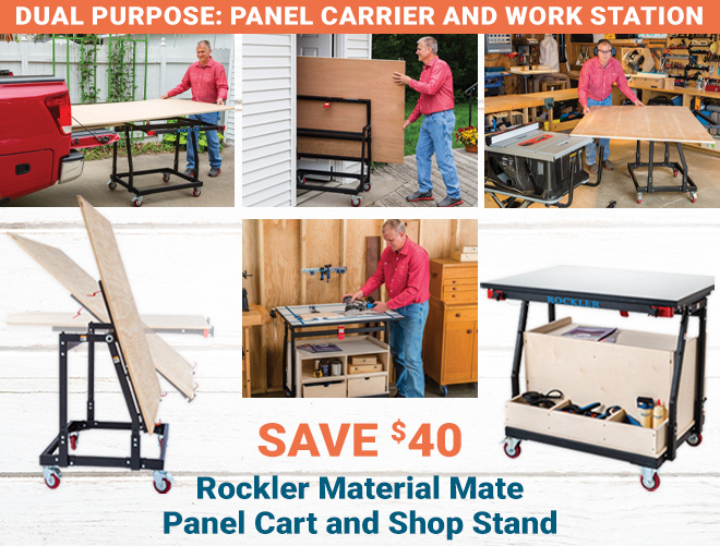 Save $40 on Rockler Material Mate Panel Cart and Shop Stand