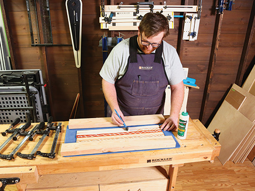 Gluing together pieces of cutting board blank