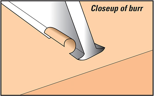 Diagram of a cabinet scraper burr