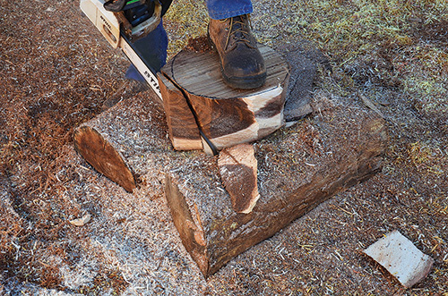 Chainsawing a bowl blank