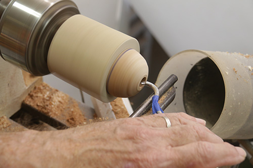 Hollowing out second half of ornament blank