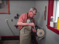 Polishing sharp edge of turning gouge