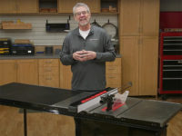 Rob Johnstone demonstrating a SawStop table saw