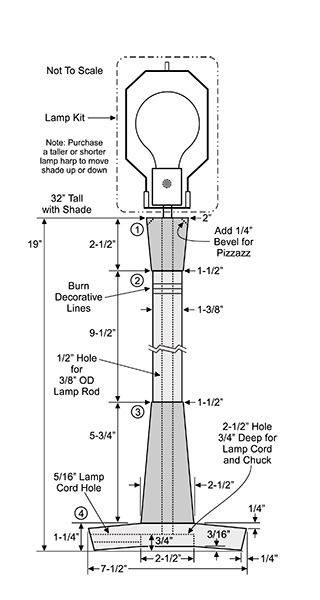 Drawing of sample turned lamp