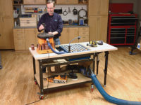 Using a shop-made sanding cart with butcher block tabletop